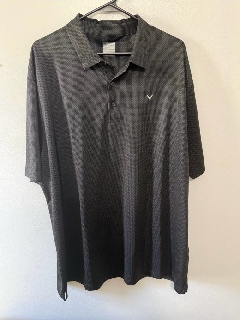 Callaway Men's Black Performance Polo with Subtle Dot Texture